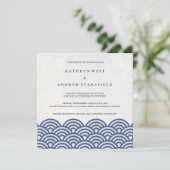 Japanisch Seigaiha Waves Elegant Beach Wedding Einladung (Stehend Vorderseite)