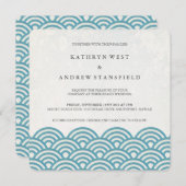 Japanisch Seigaiha Waves Elegant Beach Wedding Einladung (Vorne/Hinten)