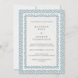 Japanisch Seigaiha Waves Elegant Beach Wedding Einladung