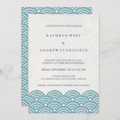 Japanisch Seigaiha Waves Elegant Beach Wedding Einladung (Vorne/Hinten)