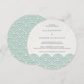 Japanisch Seigaiha Waves Elegant Beach Wedding Einladung (Vorne/Hinten)