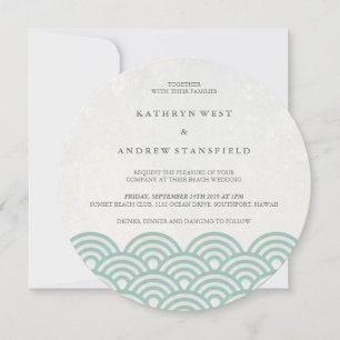 Japanisch Seigaiha Waves Elegant Beach Wedding Einladung