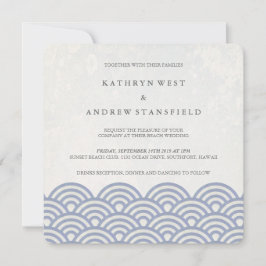 Japanisch Seigaiha Waves Elegant Beach Wedding Einladung