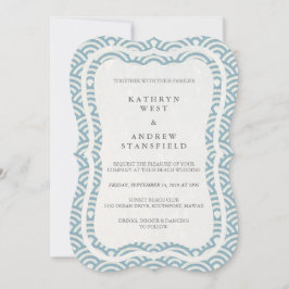 Japanisch Seigaiha Waves Elegant Beach Wedding Einladung