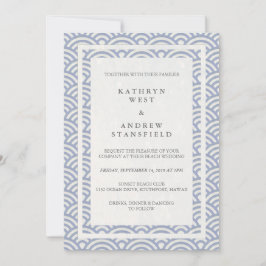 Japanisch Seigaiha Waves Elegant Beach Wedding Einladung