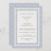 Japanisch Seigaiha Waves Elegant Beach Wedding Einladung (Vorne/Hinten)