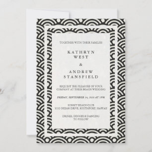 Japanisch Seigaiha Waves Elegant Beach Wedding Einladung