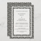 Japanisch Seigaiha Waves Elegant Beach Wedding Einladung (Vorne/Hinten)