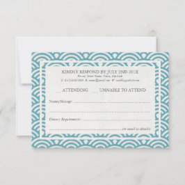 Japanisch Seigaiha Waves Elegant Beach Wedding UAW RSVP Karte