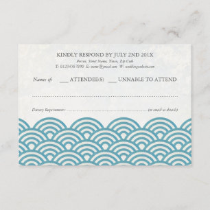 Japanisch Seigaiha Waves Elegant Beach Wedding UAW RSVP Karte