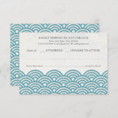 Japanisch Seigaiha Waves Elegant Beach Wedding UAW RSVP Karte (Vorne/Hinten)