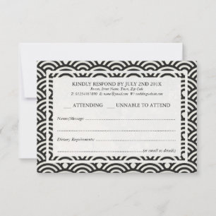 Japanisch Seigaiha Waves Elegant Beach Wedding UAW RSVP Karte