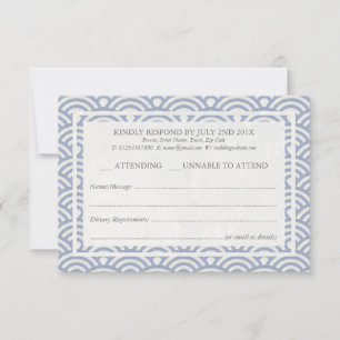 Japanisch Seigaiha Waves Elegant Beach Wedding UAW RSVP Karte