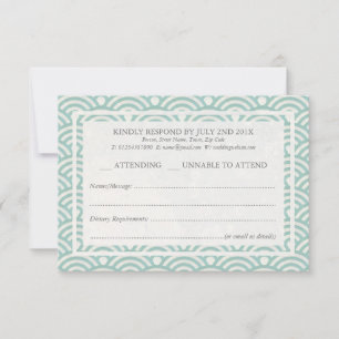 Japanisch Seigaiha Waves Elegant Beach Wedding UAW RSVP Karte