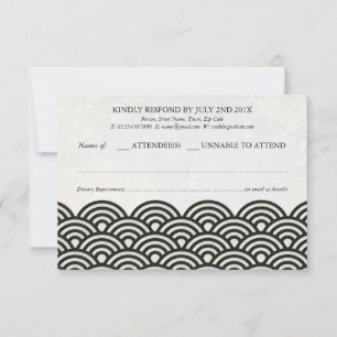Japanisch Seigaiha Waves Elegant Beach Wedding UAW RSVP Karte