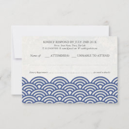 Japanisch Seigaiha Waves Elegant Beach Wedding UAW RSVP Karte