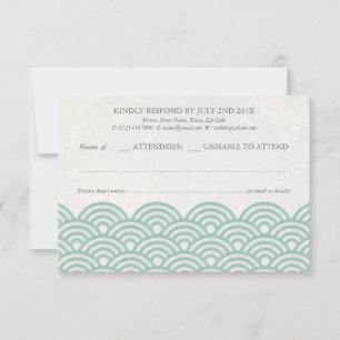 Japanisch Seigaiha Waves Elegant Beach Wedding UAW RSVP Karte