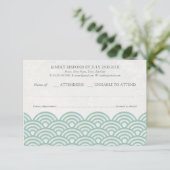 Japanisch Seigaiha Waves Elegant Beach Wedding UAW RSVP Karte (Stehend Vorderseite)