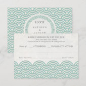 Japanisch Seigaiha Waves Elegant Beach Wedding UAW RSVP Karte (Vorne/Hinten)