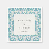 Japanisch Seigaiha Waves Elegant Blue Green Serviette (Vorderseite)