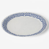 Japanisch Seigaiha Waves Elegant Dark Blue + White Pappteller (Schrägansicht)