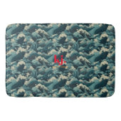 Japanisch Seigaiha Waves | Monogramm Badematte (Vorderseite)
