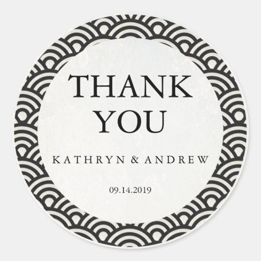 Japanisch Seigaiha Wedding Danke / Benutzerdefinie Runder Aufkleber (Vorderseite)