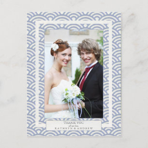 Japanisch Seigaiha Wedding Danke / Custom Foto Postkarte