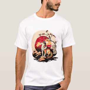 Japanisch Shiba Inu Dog Sunset Ukiyo e Style T-Shirt