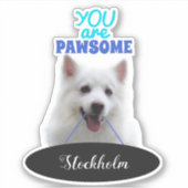 Japanisch Spitz Blue Pawsome Vinyl Stickers Aufkleber (Vorderseite)