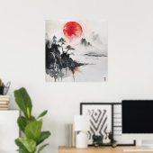 Japanisch Sumi-e-Aquarelldruck - Poster (Heimbüro)