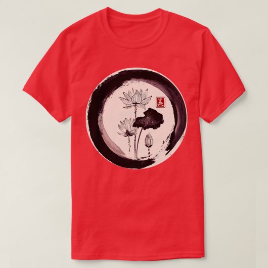 Japanisch Sumi E Rosie Water Lily T-Shirt (Design vorne)