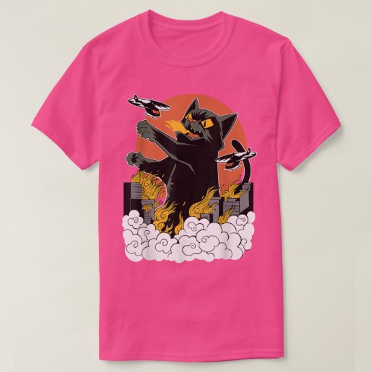 Japanisch Sunset Catzilla T-Shirt (Design vorne)