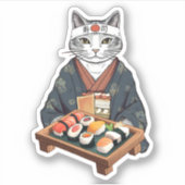 Japanisch Sushi Cat Custom Cut Vinyl Stickers Aufkleber (Vorderseite)