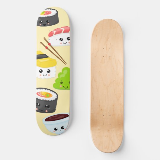 Japanisch Sushi Niedlich Kawaii Trendy Girly Skateboard (Vorderseite)