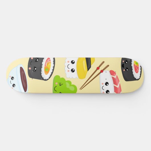 Japanisch Sushi Niedlich Kawaii Trendy Girly Skateboard (Horizontal)
