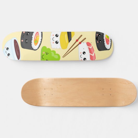 Japanisch Sushi Niedlich Kawaii Trendy Girly Skateboard (Horizontal)