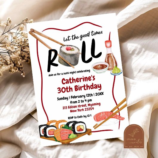Japanisch Sushi Night Birthday Einladung