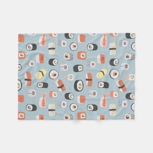 Japanisch Sushi Nigiri Maki Roll Pattern Fleecedecke (Vorderseite (Horizontal))