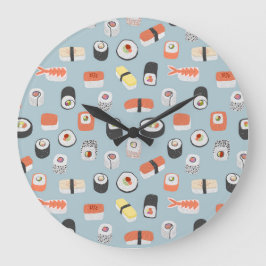 Japanisch Sushi Nigiri Maki Roll Pattern Große Wanduhr