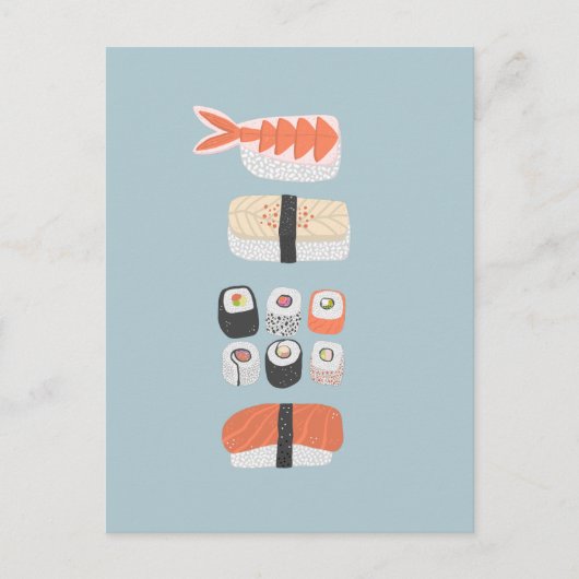 Japanisch Sushi Nigiri Maki Roll Stack Postkarte (Vorderseite)