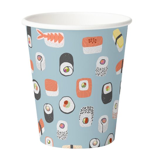 Japanisch Sushi Pattern Blau Pappbecher
