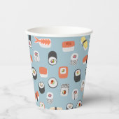 Japanisch Sushi Pattern Blau Pappbecher (Vorderseite)