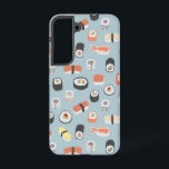Japanisch Sushi Pattern Samsung Galaxy Hülle<br><div class="desc">Ein japanisches Sushi,  Maki-Roll und Nigiri-Design auf einem dunkelblauen Hintergrund. Originelle Kunst von Nic Squirrell.</div>