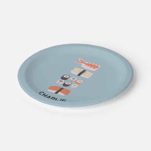 Japanisch Sushi Personalisiert Pappteller (Schrägansicht)