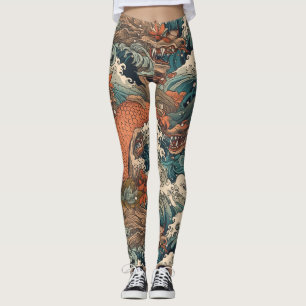 Japanisch Tattoo Art Sea Creatures Leggings