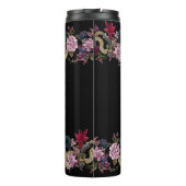 Japanisch Tattoo Style Blumenschlange Thermosbecher (Rückseite)