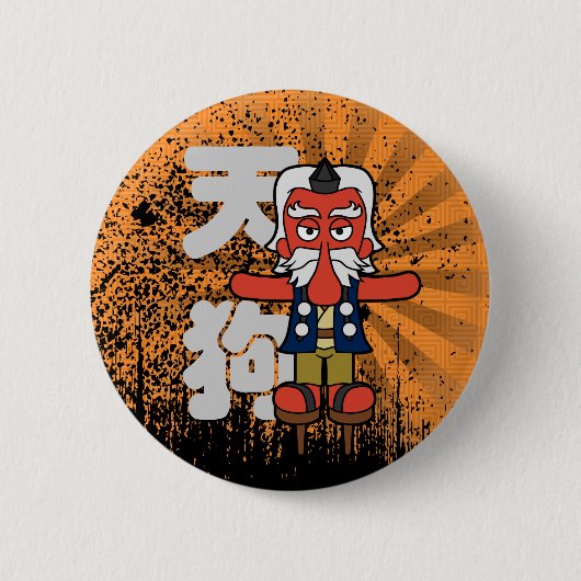 Japanisch Tengu Yokai Button (Vorderseite)