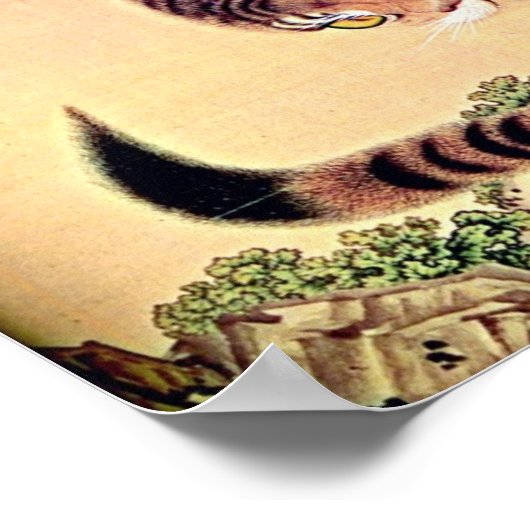 Japanisch Tiger Woodblock Art Ukiyo-E Poster (Ecke)