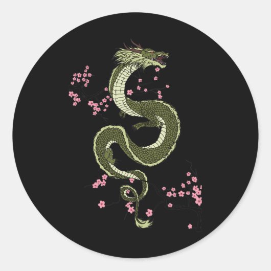 Japanisch Tokyo Dragon Asian Retro 80er Stil 3 Runder Aufkleber (Vorderseite)